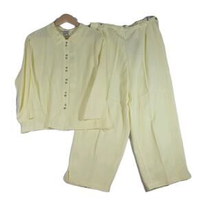VTG TOOFAN NWT Yellow 100% Tencel Button Up Top & Bottoms Set Size XL MSRP $140